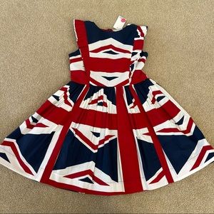 Mini Boden Red and Blue Geometric Kids Dress